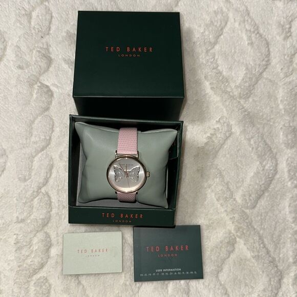 Ted Baker Phylipa Pink Silver Rose Gold Iconic Bow Leather Strap Quartz Watch - Picture 6 of 16